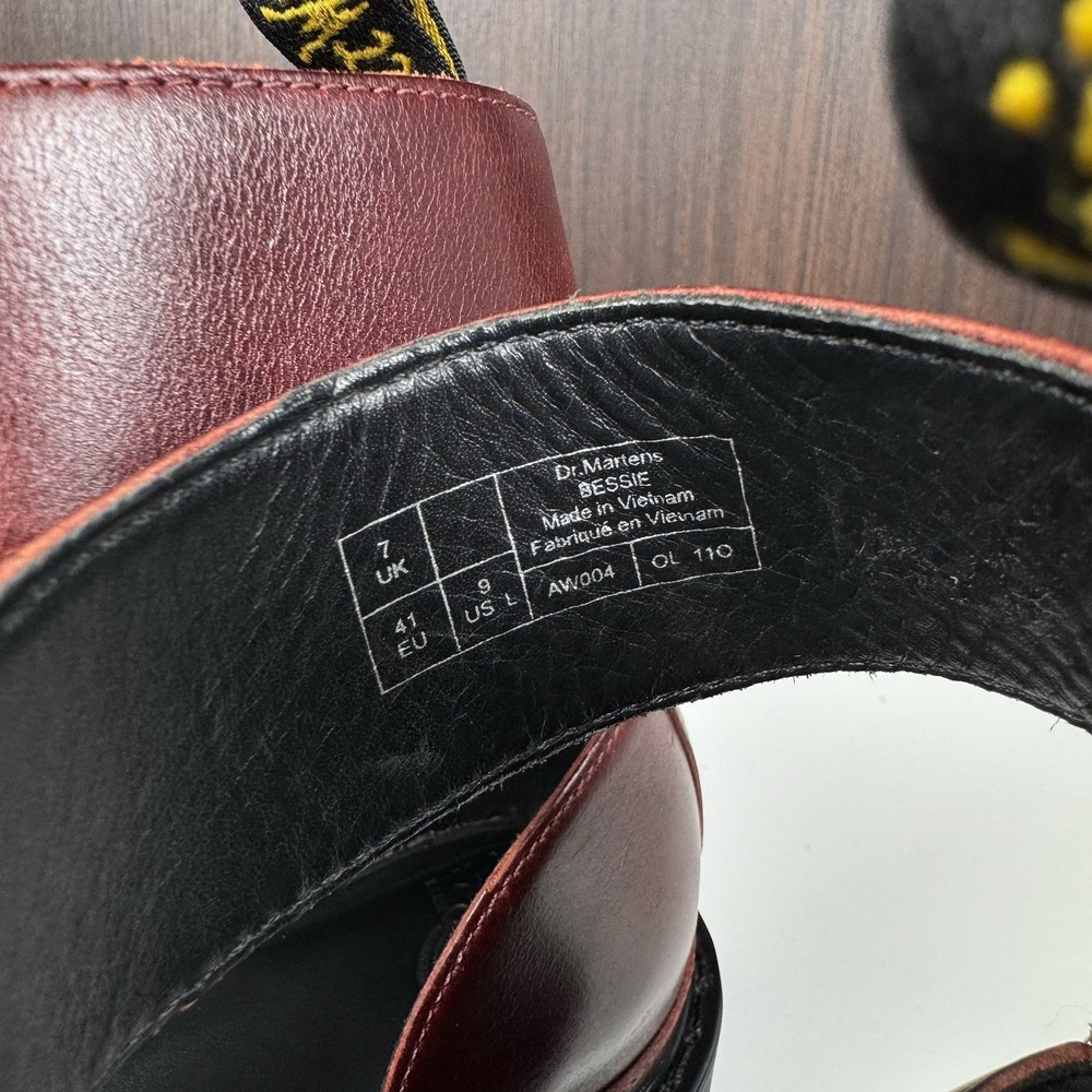 Dr. Martens Bessie Platform Leather Wedge Sandals Womens US 9 Oxblood Gladiator - Picture 14 of 16